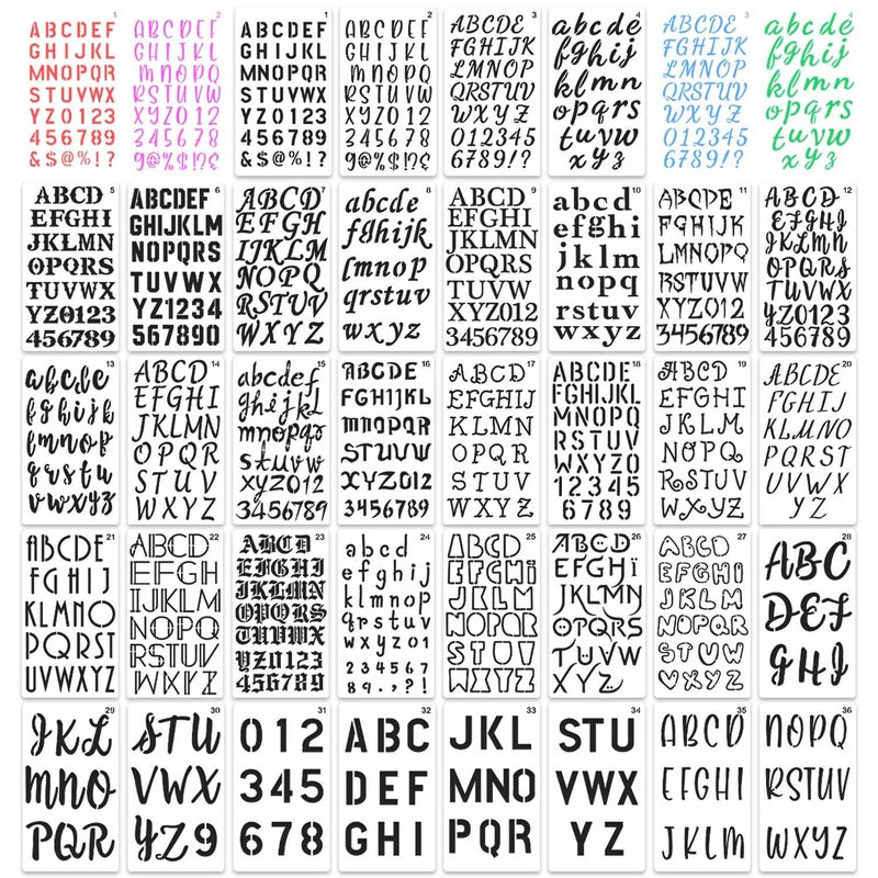 eageus 36 Pieces Letter Stencils, 4 x 7 Inch Alphabet Stencil Reusable Plastic Numbers Symbol Templates Kit for Painting on Wood, Canvas, Fabric, Rock, Chalkboard, Sign, DIY Art Projects(Letter) - Image 1