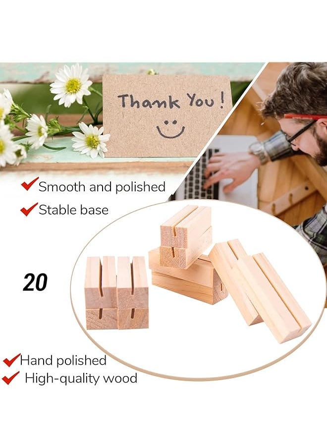 erorex 20Pcs Wood Place Card Holders Wood Table Number Stands Wood Name Card Holders For Tables Table Sign Stand Picture Holder Acrylic Sign Holders For Wedding Dinner Home Party Events Decoration  - Image 3