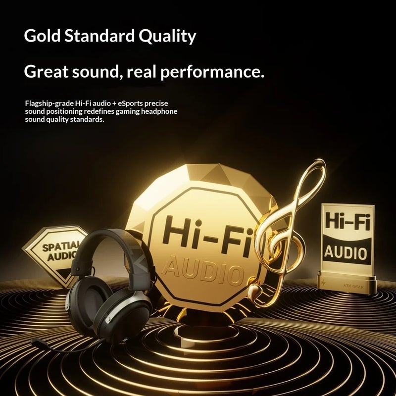 اي تي كي سماعة لاسلكية ATK Neptune N9 Wireless Gaming Headset, Over-Ear, Noise-Canceling, Mic, Four Modes, Long Battery Life, for PC - Image 5
