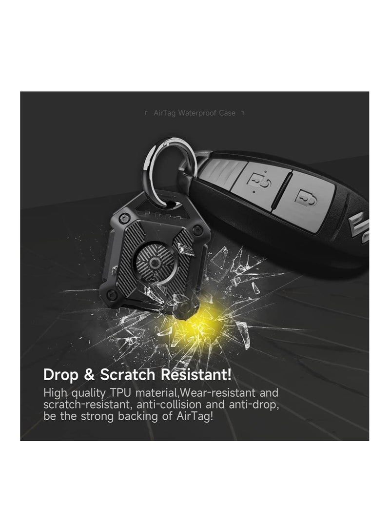 Captaintech Airtag Holder, Waterproof Airtag Case, 360° Full Protection Airtag Case, Hard Tpu Airtag Keychain for Keys, Bag, Luggage, Dog Collar, for Key Ring, Key, Dog Collar, Backpacks, Luggage (2 Pack Black) - Image 3