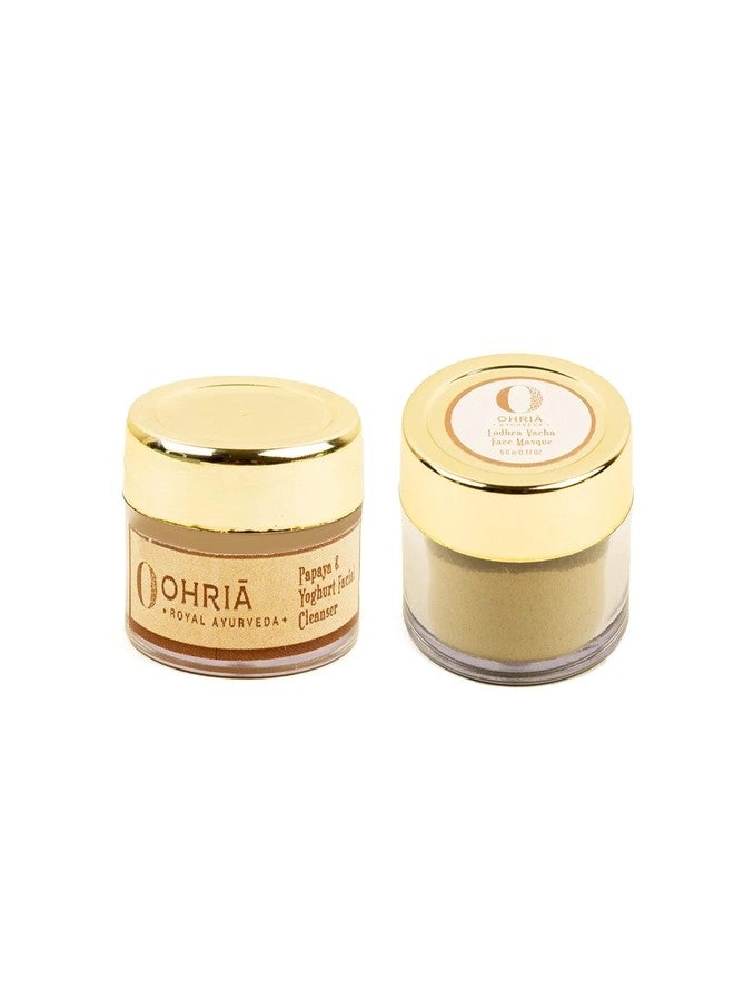 OHRIA Ayurveda Papya & Yogurt Facial Cleanser and Lodhra Varcha Face Pack Sample Combo Pack - Image 1