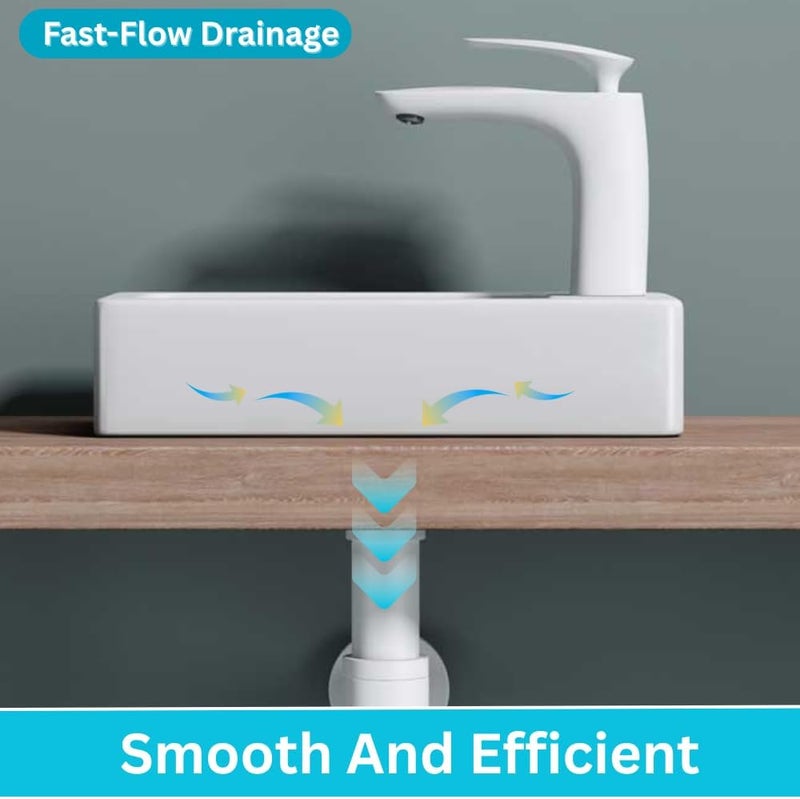 Durovin Bathrooms Small Cloakroom Basin - Wall Mounted Basin - Rectangular Countertop Basin - One Right Hand Tap Hole- 370 x 180 x 90mm (WxDxH) - Image 4