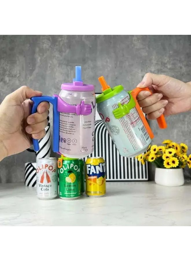 Can Holder And Cup Lid With Straw Durable Plastic Spill Proof Design Easy To Use For Drinks Home Office Outdoor Gray White - Image 1