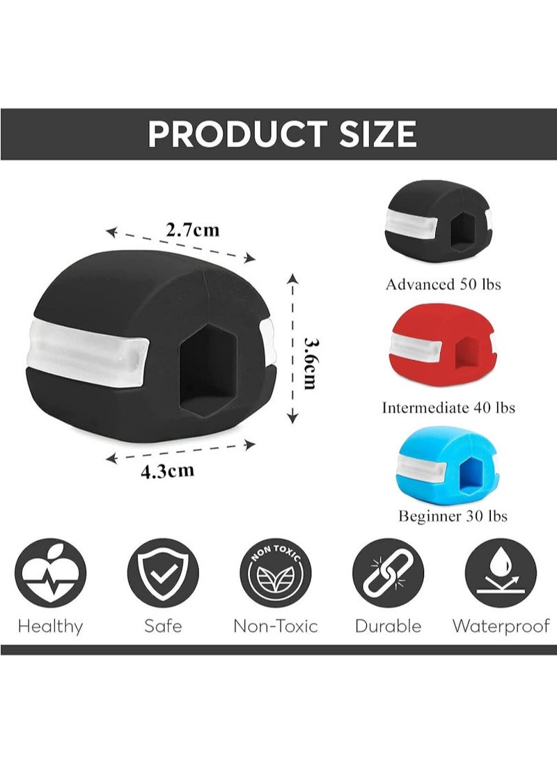 3Pcs Jawline Exerciser, Facial Silicone Jawline Exerciser for Women and Men（Red, Black, Blue）
