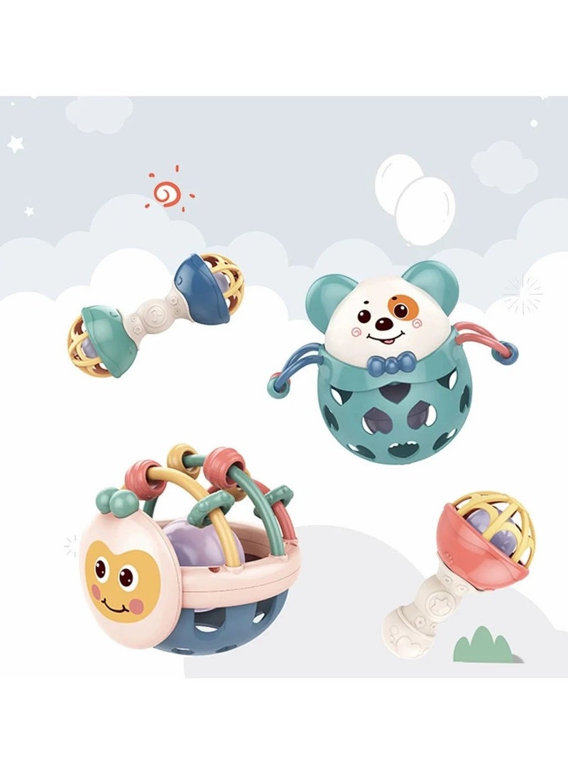 Generic Colorful Baby Rattles Set - 4 Pieces for Sensory Stimulation and Early Development 