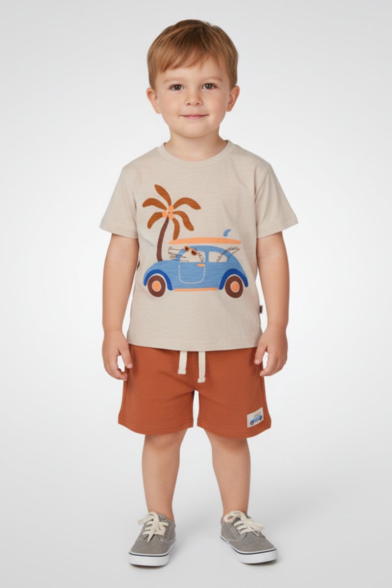 Lily & Jack Toddlers Boy 3 Pcs Graphic Print T-Shirt And Shorts with Sunglasses Set, Multicolor - Image 1
