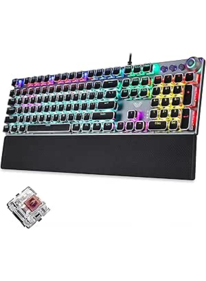 JNSW Keyboard Aula 2088 Frame Black S q u re Brown Switch USB, wired 