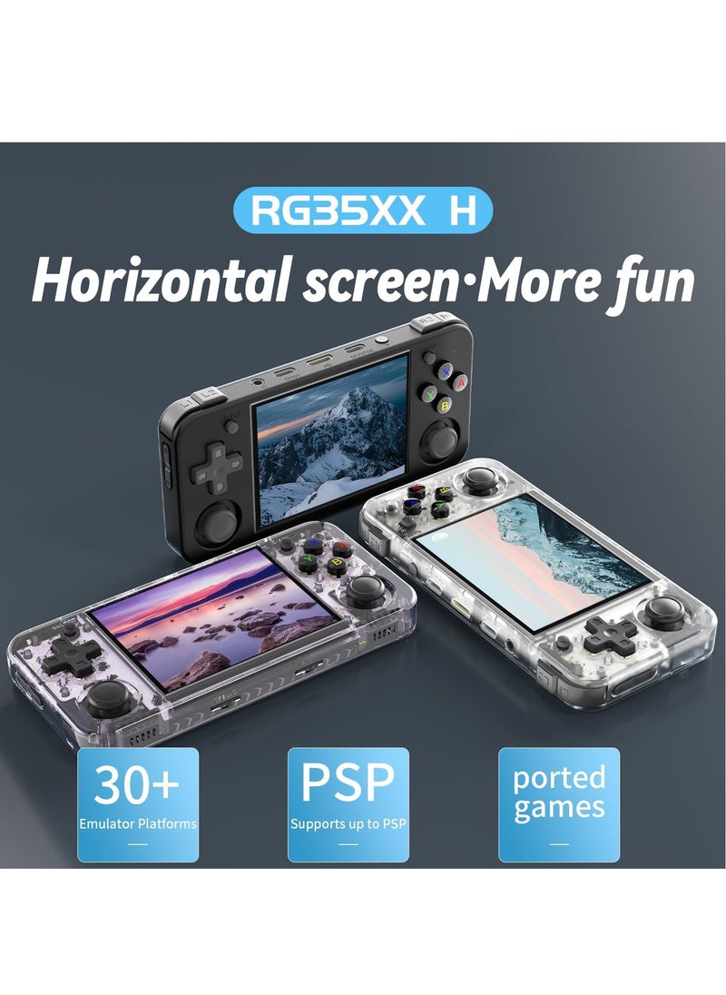 ANBERNIC  RG35XX H Retro Handheld Game Console, 3.5 Inch IPS Screen Linux System Built-in 64G TF Card 5528 Games Support HDMI TV Output 5G WiFi Bluetooth 4.2 (Black)  - Image 2