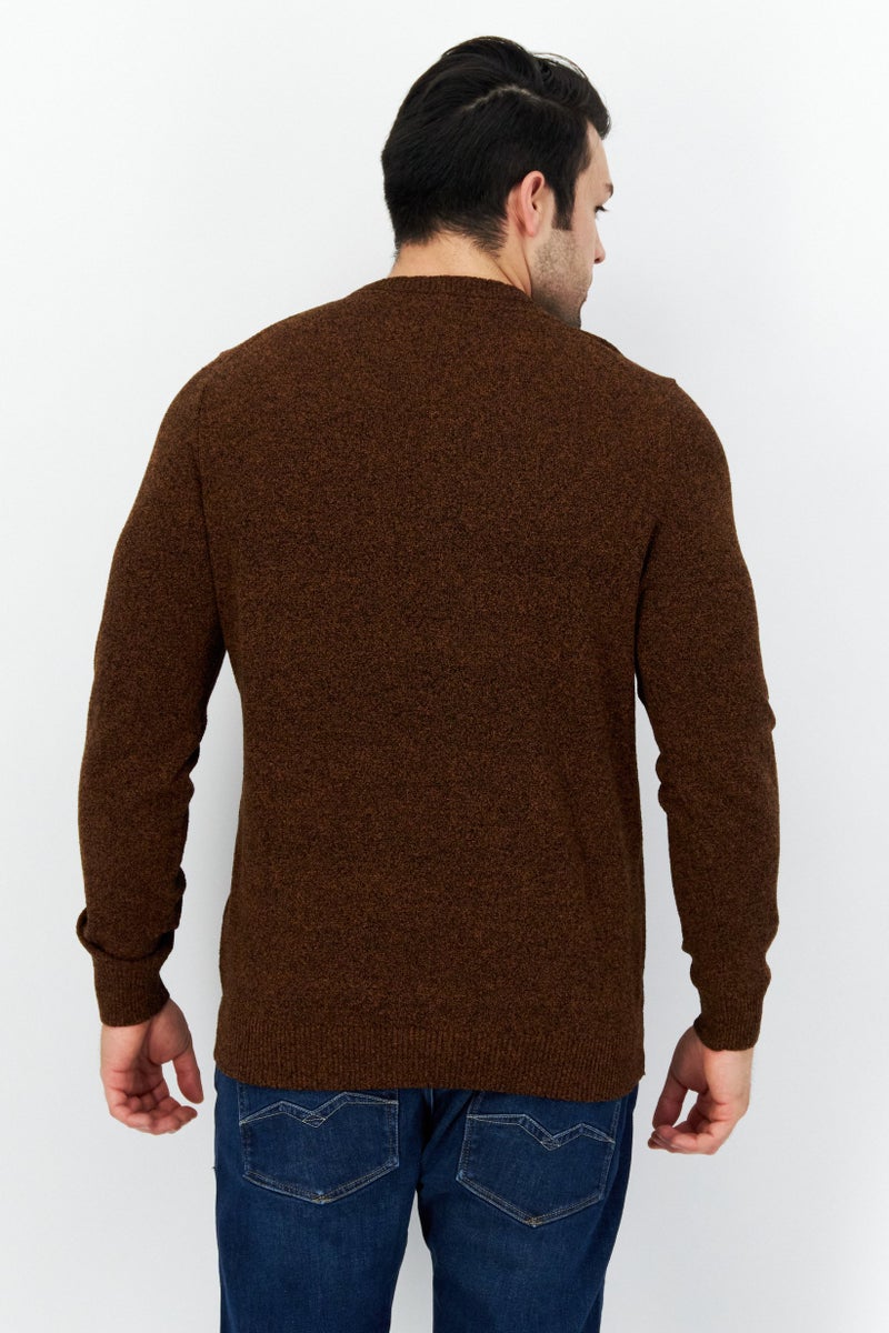 Lyle & Scott Men Crew Neck Long Sleeve Knitted Sweater, Brown - Image 3