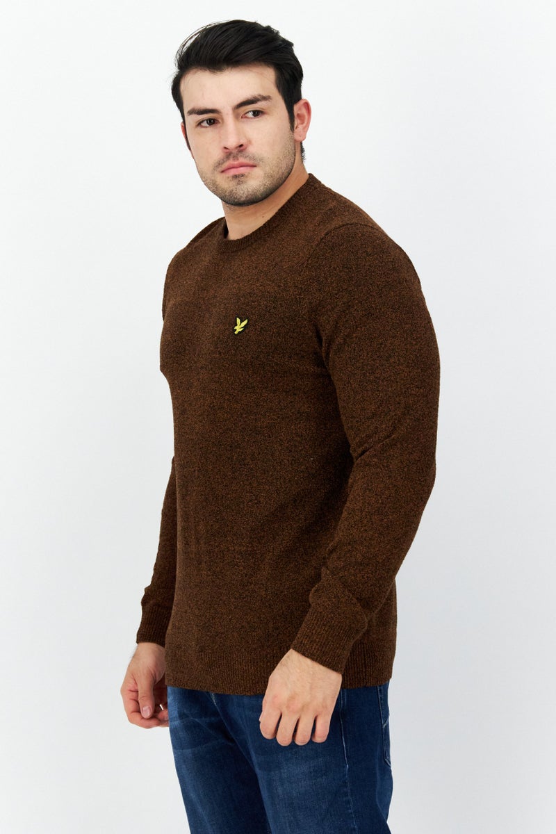 Lyle & Scott Men Crew Neck Long Sleeve Knitted Sweater, Brown - Image 4