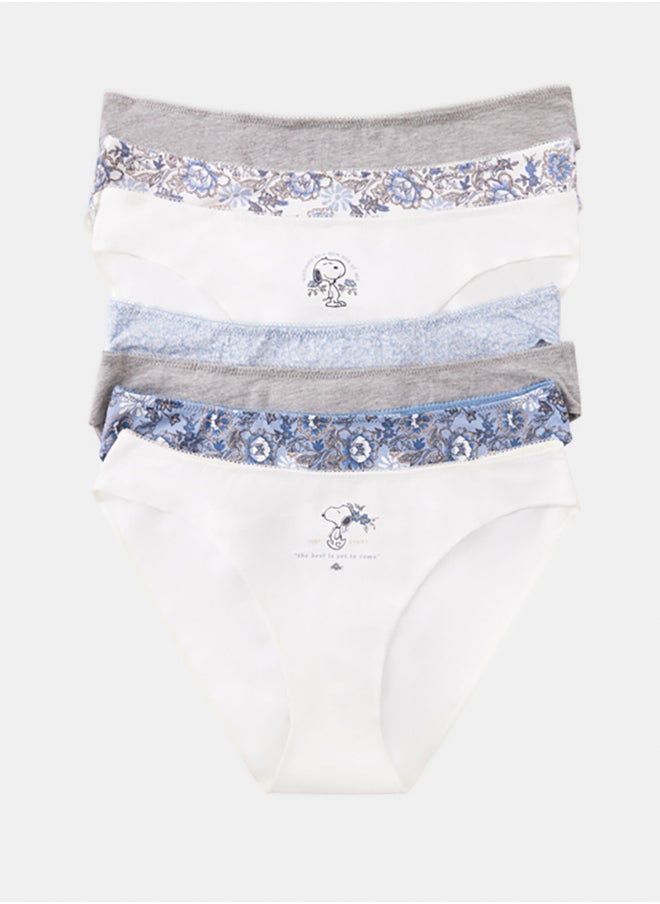 women'secret - Pack Of 7 Classic Plain Cotton Panties With Snoopy Print - Image 1