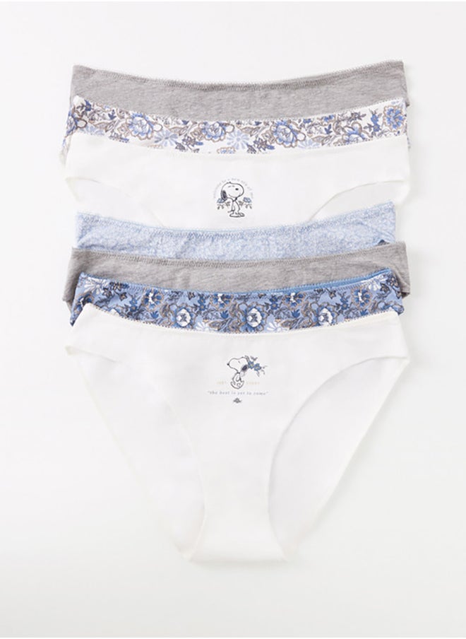 women'secret - Pack Of 7 Classic Plain Cotton Panties With Snoopy Print - Image 1