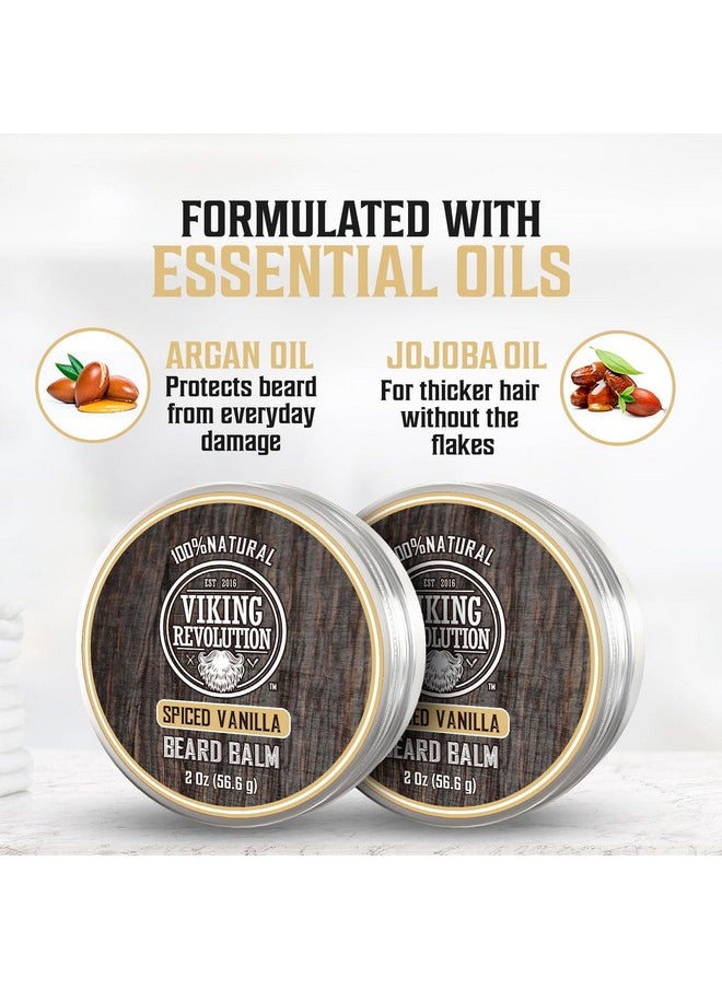 Viking Revolution - Spiced Vanilla Beard Balm - Beard Butter With Argan Oil, Beard Softener For Men With Jojoba Oil - Beard Moisturizer For Men With Beeswax - Beard Wax For Men (2Oz, 2 Pack) - Image 1