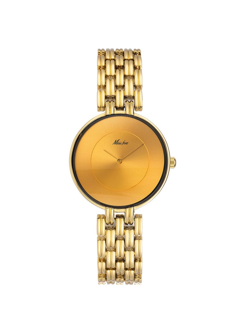MISS FOX Women's Gold Fashion Watch, Minimalist Bracelet Design Watch. - Image 3