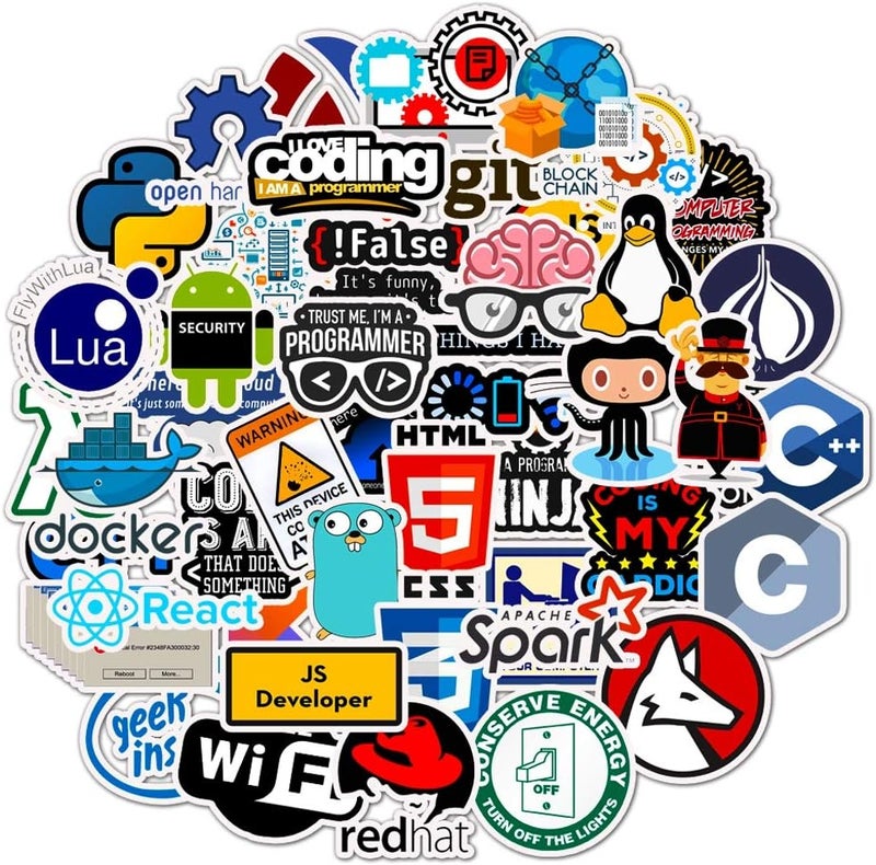 Tuqiso Programming Stickers for Developers, Coders, Programmers, Hackers, Geeks, and Engineers,Developper Stickers for Laptop (50 pcs) - Image 1