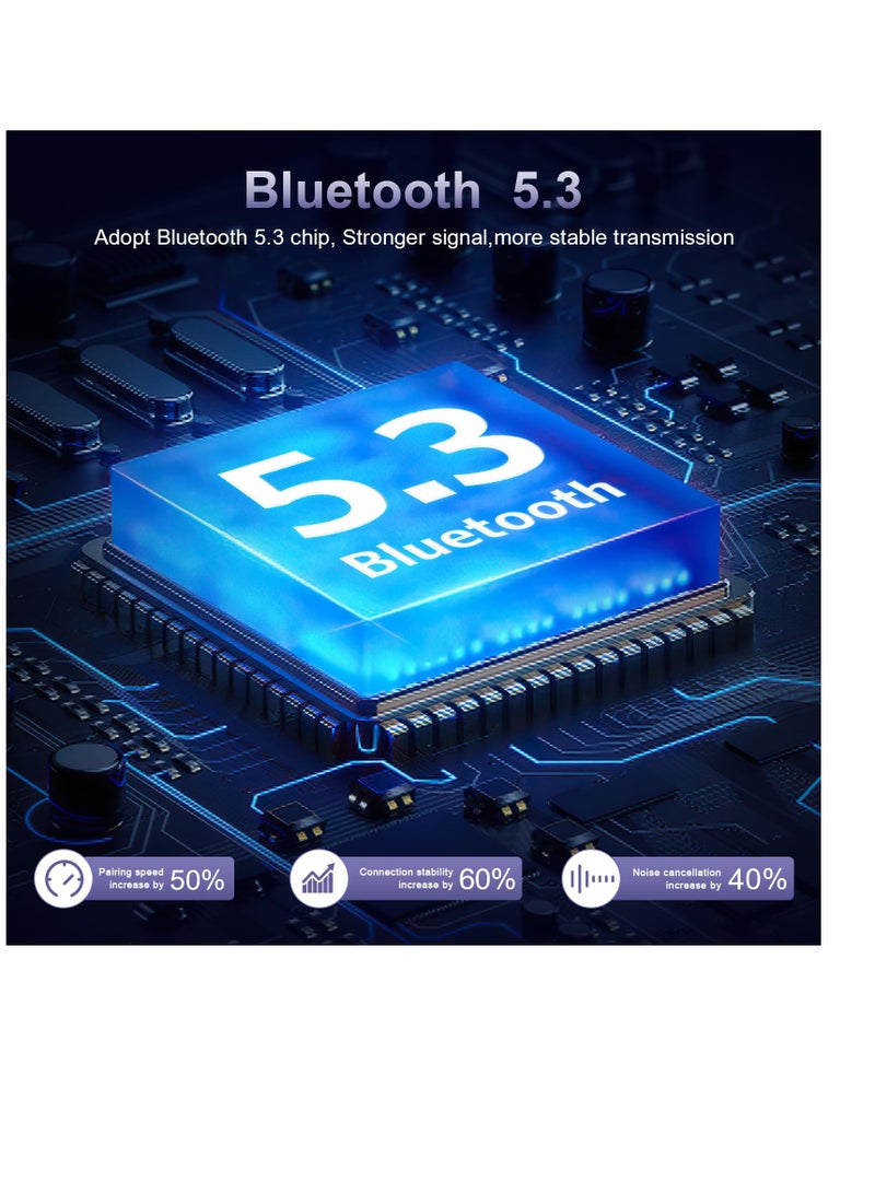 Excefore Bluetooth 5.3 Transmitter and Receiver, Bluetooth Adapter Audio with LED Display, Hand-Free Call 3.5mm Bluetooth Aux Adapter, Support TF Card, Volume Control, Navigation, for PC, TV, Home Audio - Image 2