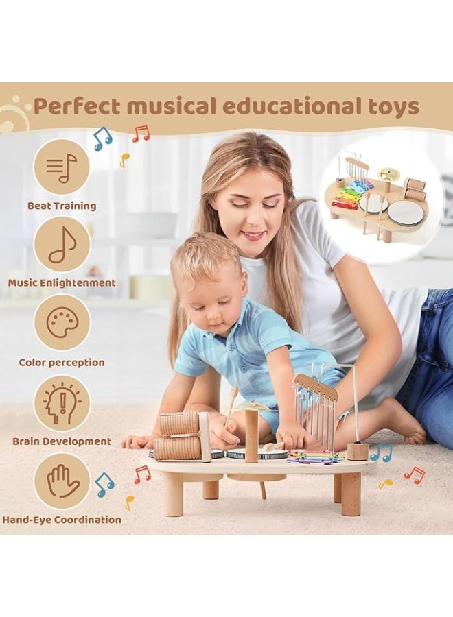 عربست آلات موسيقية خشبية للأطفال الصغار من 1-3، آلات إيقاعية للأطفال مجموعة طبول الأطفال مجموعة طبول الأطفال إكسيليفون، ألعاب مونتيسوري الموسيقية التعليمية، هدايا للفتيات الأولاد من عمر 3 سنوات فأكثر - Image 4