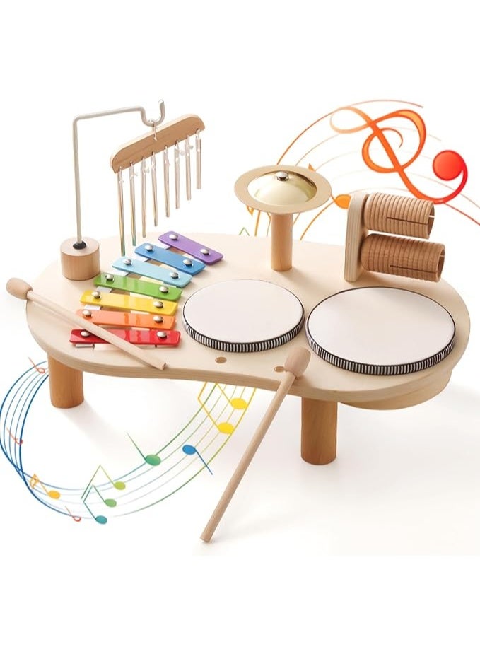 عربست آلات موسيقية خشبية للأطفال الصغار من 1-3، آلات إيقاعية للأطفال مجموعة طبول الأطفال مجموعة طبول الأطفال إكسيليفون، ألعاب مونتيسوري الموسيقية التعليمية، هدايا للفتيات الأولاد من عمر 3 سنوات فأكثر - Image 1