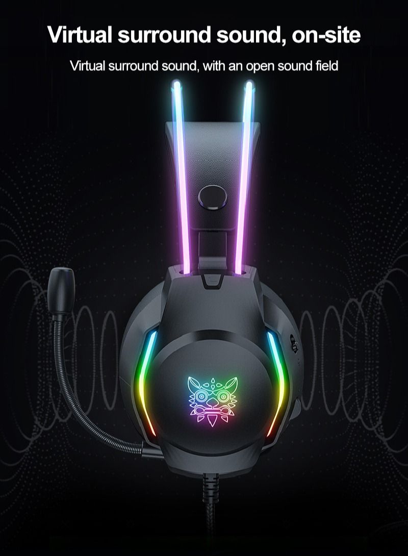 onikuma X26 Wired PC Gaming Headphone with Mic and RGB Light for PC/PS4/PS5/Xbox - Image 3