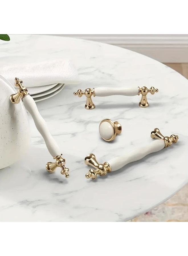 4pcs White Ceramic Cabinet Handles Modern Minimalist Kitchen Drawer Pulls Spherical Cover - Image 2