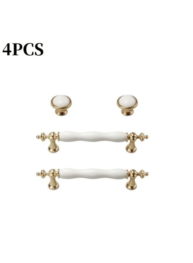 4pcs White Ceramic Cabinet Handles Modern Minimalist Kitchen Drawer Pulls Spherical Cover - Image 1