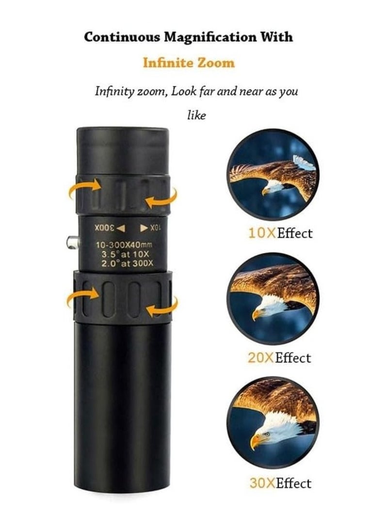 Generic 4K 10-300X 40MM Portable Zoom Monocular Telescope Telephoto Portable Zoom Monocular Telescope+Tripod+Clip Mobile Phone Lens  - Image 2