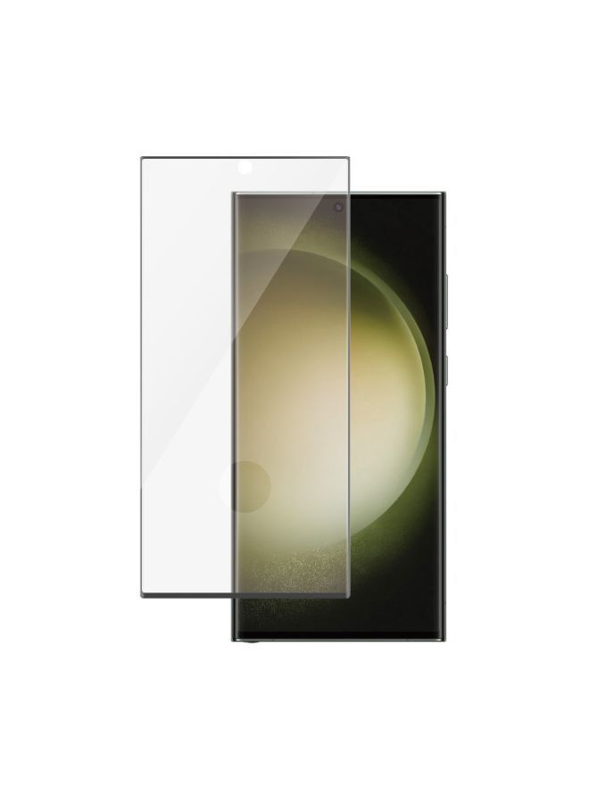 بانزرجلاس شاشة حماية فائقة الاتساع لهاتف سامسونج جالاكسي S23 الترا - شفاف مع إطار اسود - Image 1