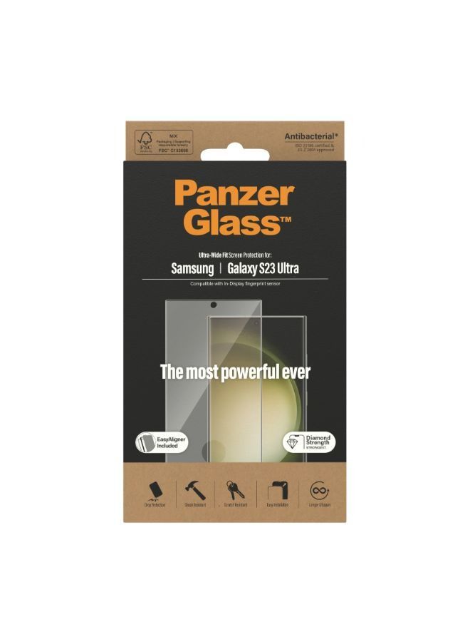 بانزرجلاس شاشة حماية فائقة الاتساع لهاتف سامسونج جالاكسي S23 الترا - شفاف مع إطار اسود - Image 4