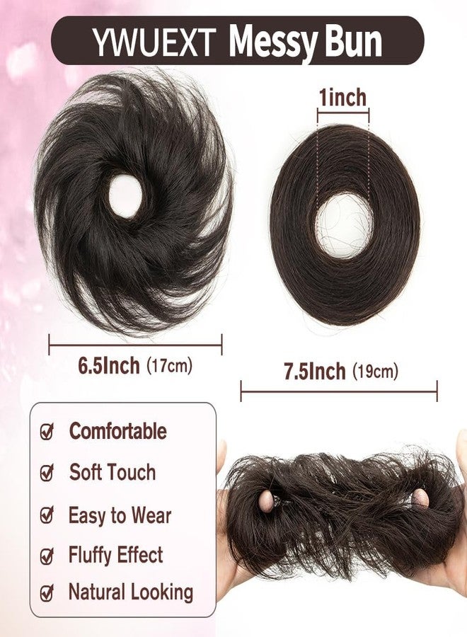 ريتزكارت كعكة شعر فوضوية من شعر بشري من ريتزكارت، ربطة شعر مطاطية ناعمة، كعكة شعر مطاطية ناعمة ومستقيمة للنساء والفتيات (#2 (أسود مع مزيج بني)) - Image 5