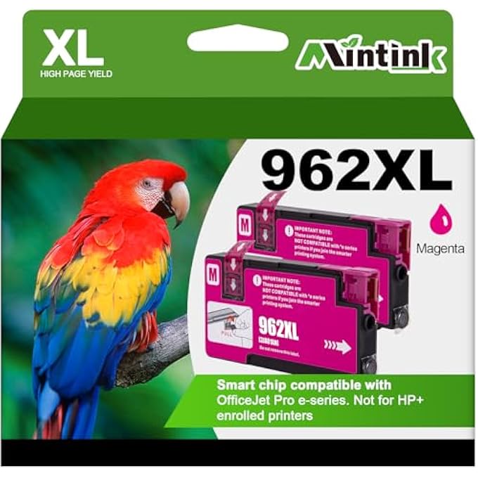 962XL MAGENTA INK CARTRIDGES COMBO PACK REPLACEMENT FOR HP 962 962XL FOR HP OFFICEJET PRO 9015E 9025E 9018E 9025E 9010 9015 9025 9020 PRINTER (962 MAGENTA,2 PACK) - Image 2