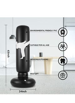 Generic Punching Bag for Kids, 63 Inch Freestanding Boxing Inflatable Punching Bag for Kids, Bounce Back for Practicing Karate, Taekwondo, MMA, Fitness Freestanding Boxing Bag (Air Pump Included)  - Image 2