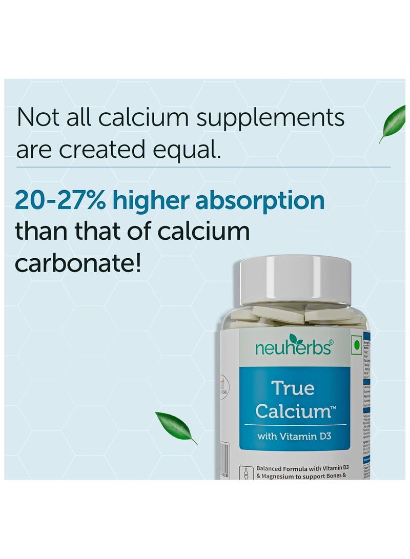 Neuherbs True Calcium 1000mg Supplement For Men & Women 60 Vegan Tablets - Image 4