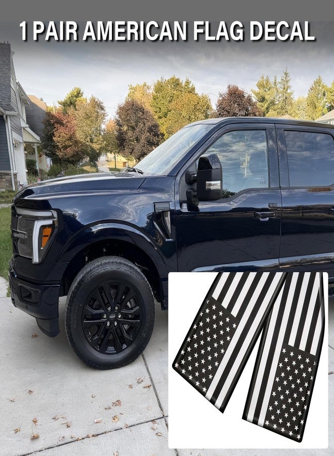 MOCHENT ملصق علم أمريكي من موشنت، زوج واحد، لإكسسوارات فورد F150 موديلات 2021-2025 و2026، شعار سيارة مخصص لفورد F150، رقعة خارجية لتزيين الشاحنة وإضفاء لمسة شخصية عليها (غير مناسب لطراز رابتور)، أسود وأبيض - Image 3