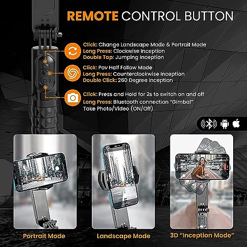 Hold Up Gimbal selfie with led fill light for phones Anti Shake 1-Axis Gimbal Stabilizer with 360° Rotation with Bluetooth Remote Auto Balance for Vlog for YouTube Live Video Recording with Mobile App - Image 5