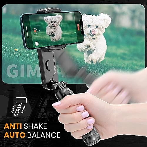 Hold Up Gimbal selfie with led fill light for phones Anti Shake 1-Axis Gimbal Stabilizer with 360° Rotation with Bluetooth Remote Auto Balance for Vlog for YouTube Live Video Recording with Mobile App - Image 2
