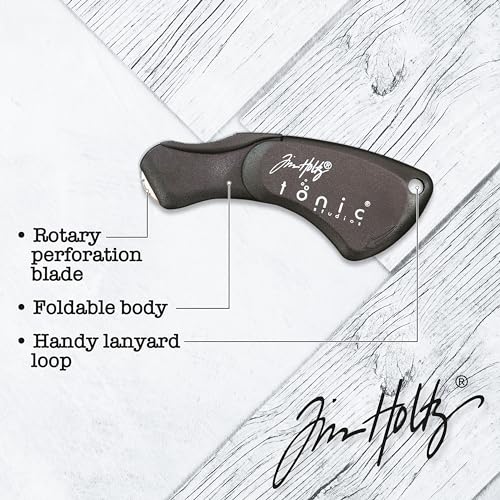 tonic studios Mini Rotary Perforator - 18mm Pinking Blade for Cutting Perforated Paper - Rolling Craft Tool for Cardstock and Scrapbooks - Small & Foldable, Black, 5 x 4 x 0.5 - Image 3