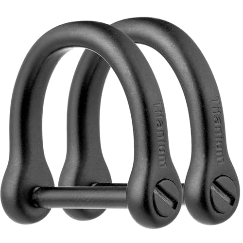 FEGVE Key Rings with Screw Shackle - Heavy Duty Strong Titanium D Rings Car Fob Key Chain Holder- 2/3 Inch/16mm (Black 2 Pack) - Image 1