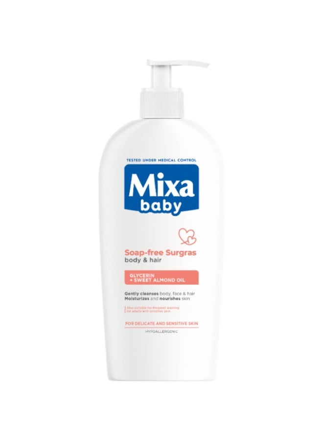 mixa Baby Soap Free Sugar For Body And Hair With Glycerin + Sweet  Almond Oil Gently Cleanses Body , Face And Hair Moisturizes And Nourishes Skin 400ml