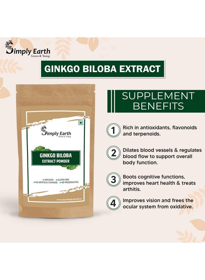 Simply Earth Extra Strength Premium Pure Organic Ginkgo Biloba Powder For Brain Health And Memory Support - In Different Packs (Powder, 100 Gm) - Image 3