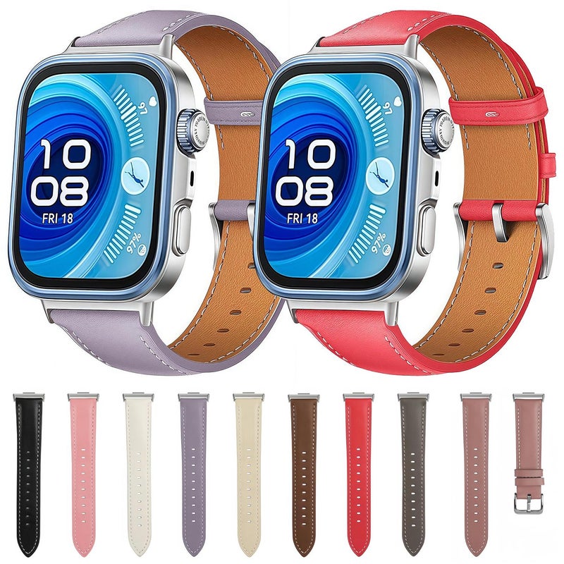 erorex For Huawei Watch Fit 4 / Fit 4 Pro / Fit 3 Leather Watch Band Wristband(Brown) - Image 3