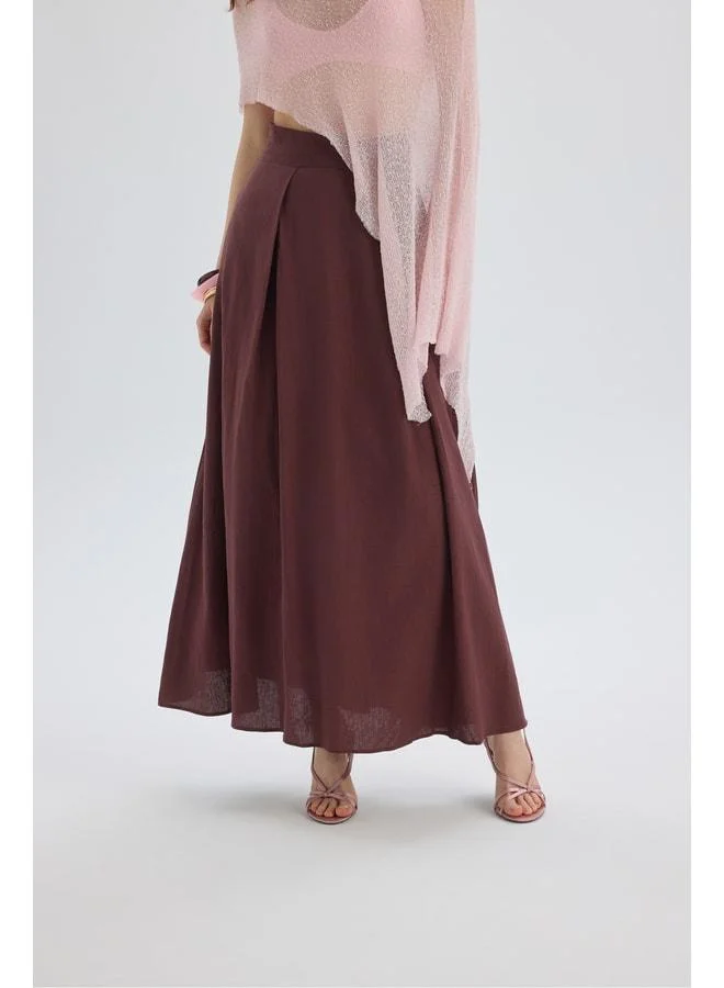 Bohemai  Mombasa Pile Detail Burgundy Skirt. for Women | Best Price UAE