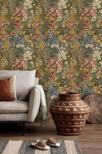 Vintique Floral Wallpaper Peel and Stick Boho Wall Paper Removable Waterproof Green Petal Pattern Contact Paper for Bedroom Bathroom Home Wall 173 x 118 - Image 3
