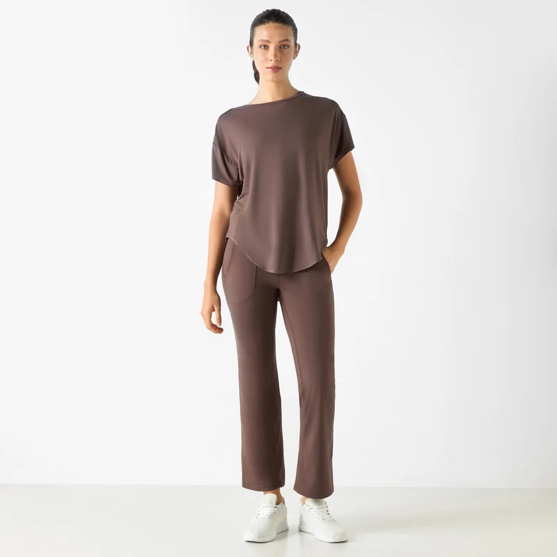ADOT by Splash Solid Leggings with Elasticated Waistband and Pocket