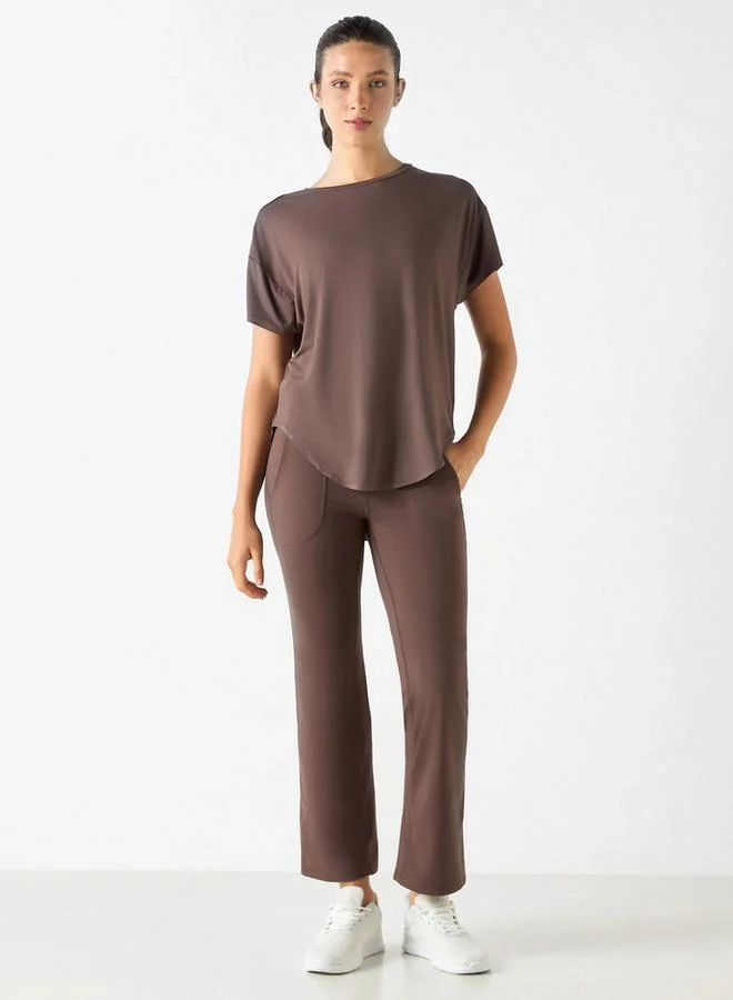 ADOT by Splash Solid Leggings with Elasticated Waistband and Pocket