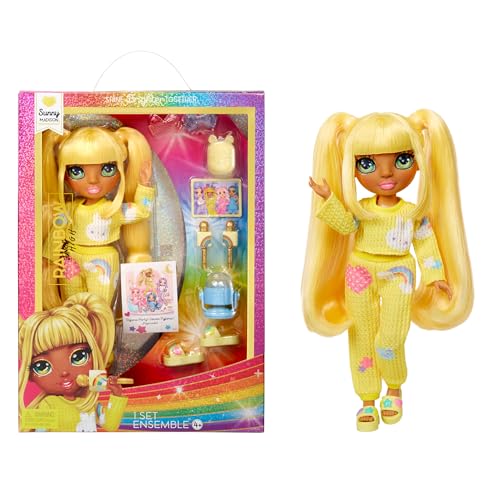 Rainbow High Jr High PJ Party - Sunny, Yellow 9" Posable Blonde Fashion Doll with Soft Onesie, Slippers, Fun Play Accessories, Great Toy Gift for Girls Kids Ages 4-12 Years - Image 1