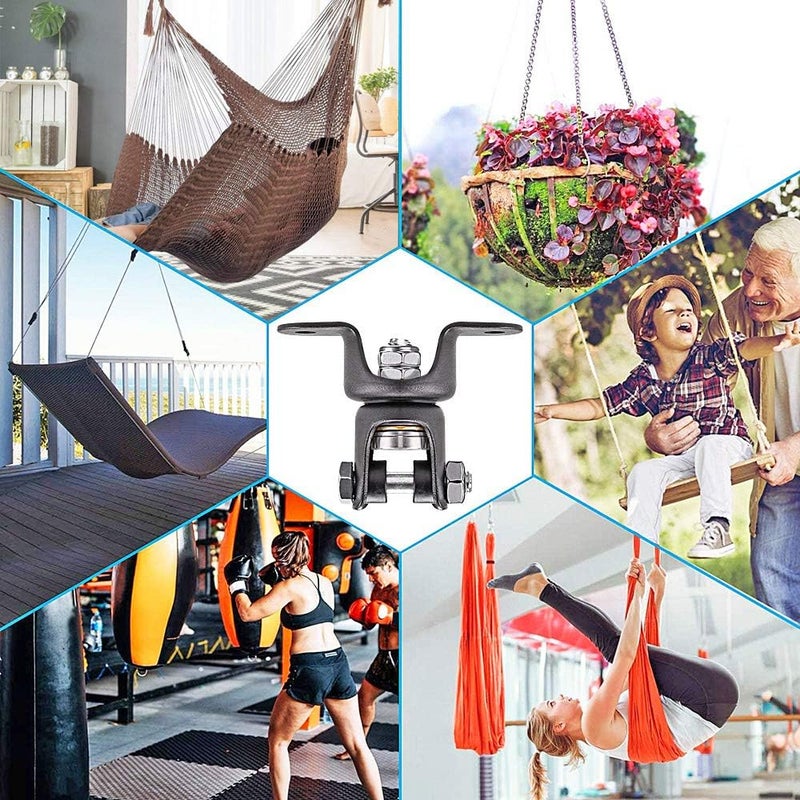 BeneLabel Heavy Bag Ceiling Mount with Spring & Chains 360° Rotation Punching Bag Ceiling Hanger with Bearings Boxing Bags Holder Hardware with 2 Wood Screws and 2 Expansion Screws - Image 5
