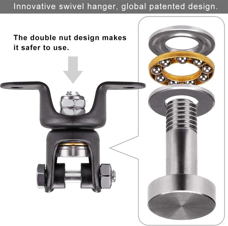 BeneLabel Heavy Bag Ceiling Mount with Spring & Chains 360° Rotation Punching Bag Ceiling Hanger with Bearings Boxing Bags Holder Hardware with 2 Wood Screws and 2 Expansion Screws - Image 2