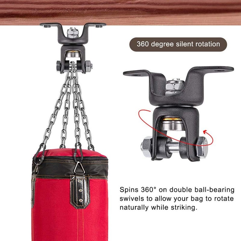 BeneLabel Heavy Bag Ceiling Mount with Spring & Chains 360° Rotation Punching Bag Ceiling Hanger with Bearings Boxing Bags Holder Hardware with 2 Wood Screws and 2 Expansion Screws - Image 3