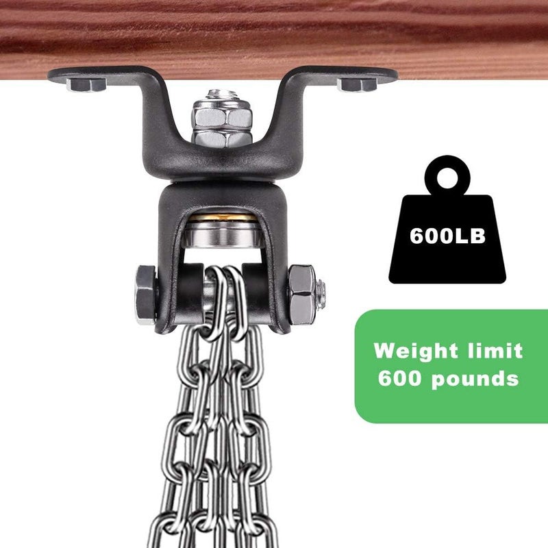BeneLabel Heavy Bag Ceiling Mount with Spring & Chains 360° Rotation Punching Bag Ceiling Hanger with Bearings Boxing Bags Holder Hardware with 2 Wood Screws and 2 Expansion Screws - Image 4