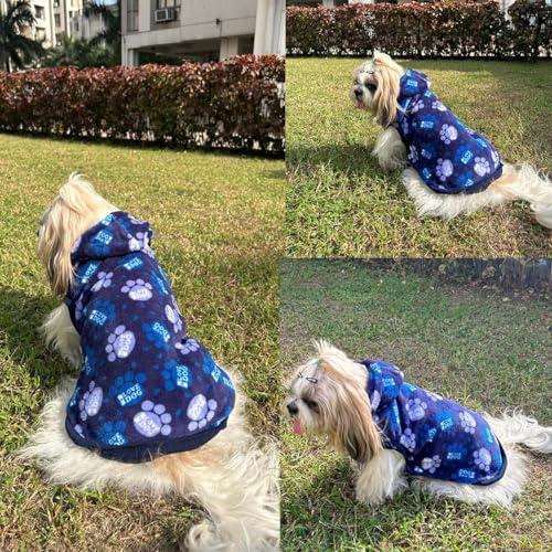 Lulala Dog Hoodie Fuzzy Dog Sweater with Leash Hole - Small Dog and Cat Clothes Warm Soft Cozy Hooded Sweatshirt for Winter. (Blue-8Inch) - Image 5